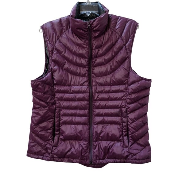 Bernardo Womens Goose Down Vest Large Packable Puffer Purple Lightweight Warm - Picture 1 of 7